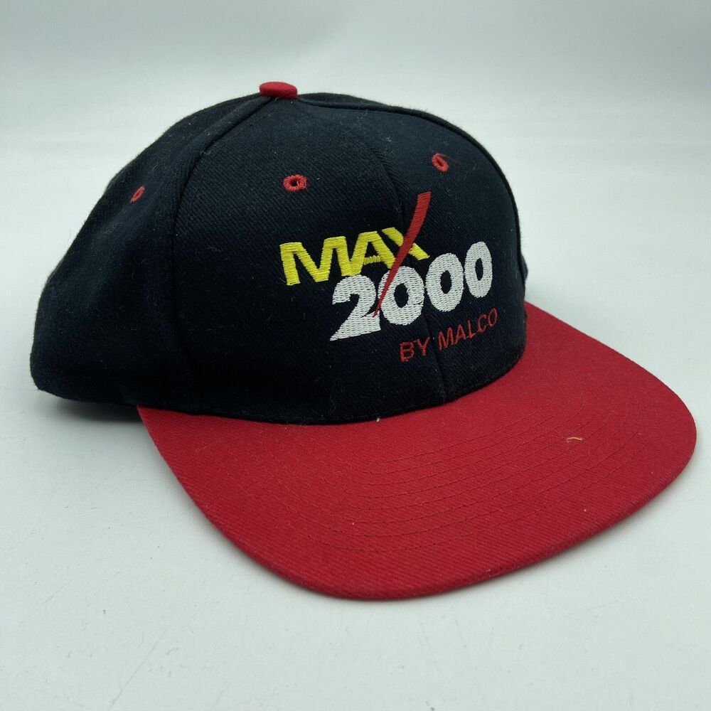 Headmost Vintage Max 2000 By Malco 100% Cotton Black And Red Baseball Cap